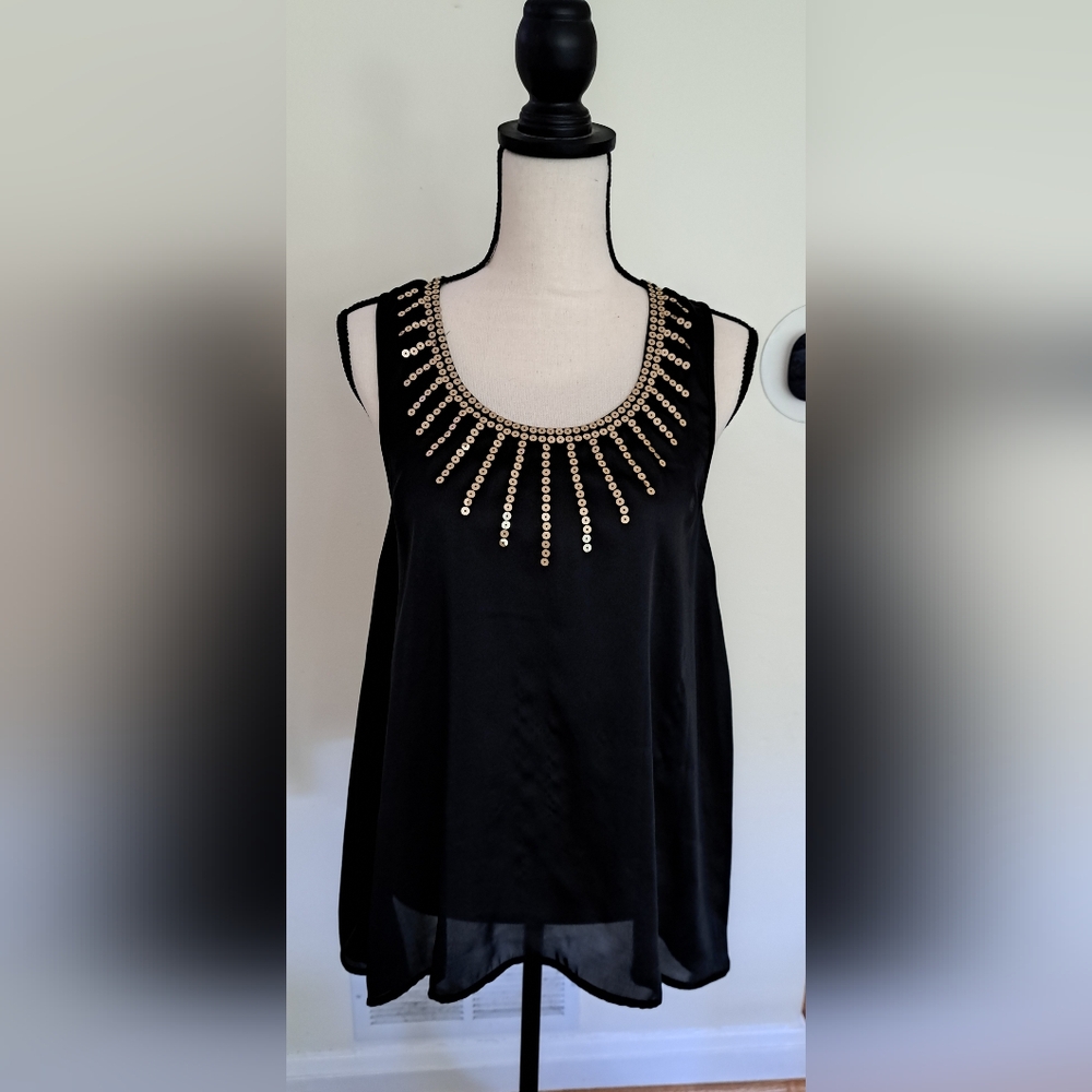 Michael Kors Black Tank Top with Gold Embellishments